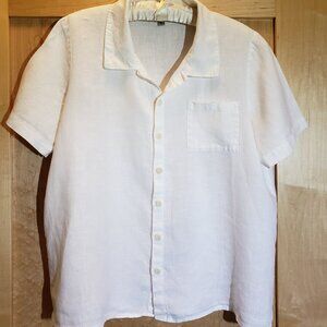 🌞100% Linen White Flax Short Sleeve Button Up Shirt🌞